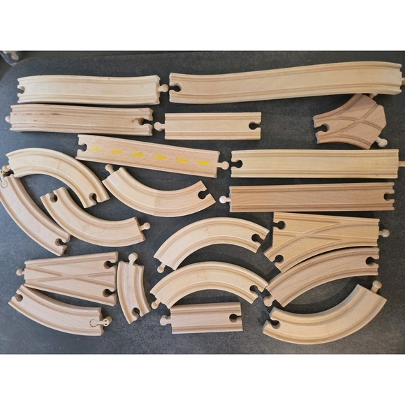 The Unbranded Brand Other - Wooden Railway Train Track Mixed Lot Of 20 Thomas  Friends Wooden Railway Compat